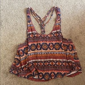 Blue and brown crop top with design